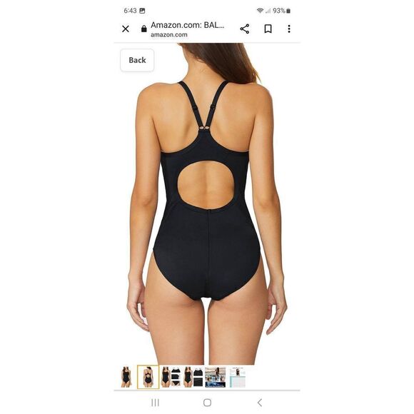 New Small 34 Baleaf Black Athletic Training One Piece Swimsuit Bathing Suit NWOT - Picture 2 of 5
